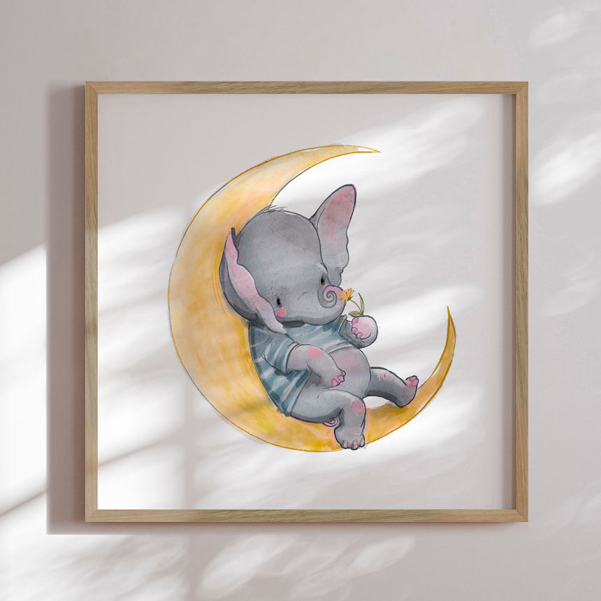 Plakat - Moonlight Elephant - Memory Art - Incado