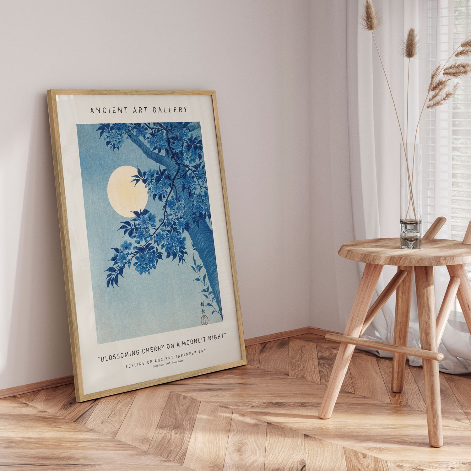 Plakat - Blossoming Cherry On a Moonlit Night - Ancient Art - Incado