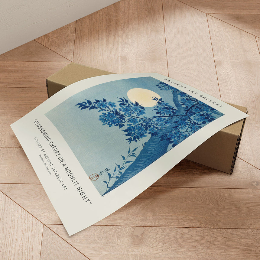 Plakat - Blossoming Cherry On a Moonlit Night - Ancient Art - Incado