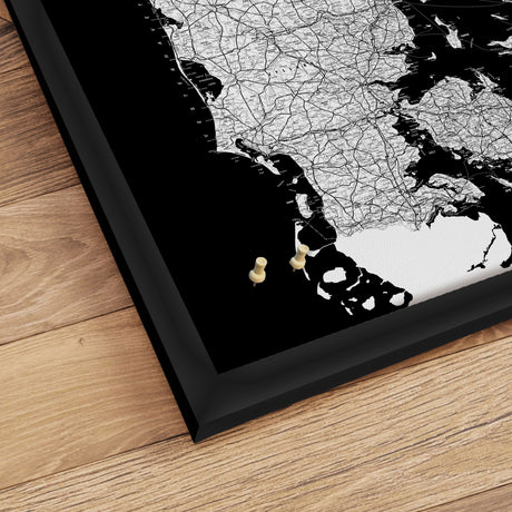 Danmarkskort i sort ramme - Black - Opslagstavle - Incado