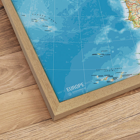 Europakort i egetræsramme - Classic - Plakat - Incado