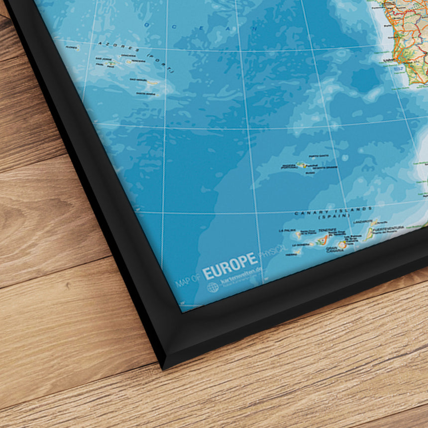 Europakort i sort ramme - Classic - Plakat - Incado