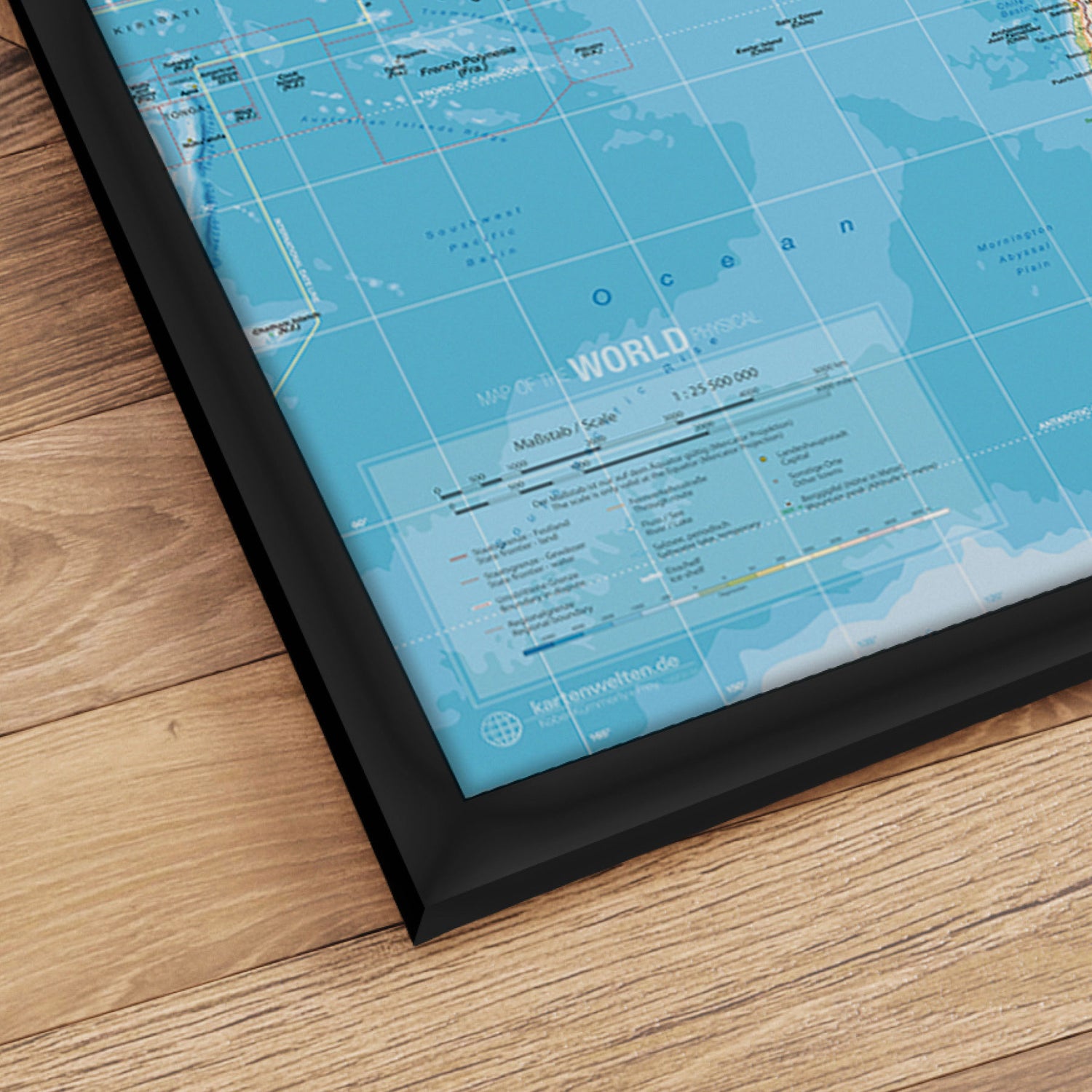 Verdenskort i sort ramme - Classic - Plakat - Incado