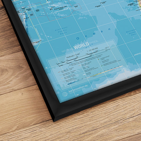 Verdenskort i sort ramme - Classic - Plakat - Incado