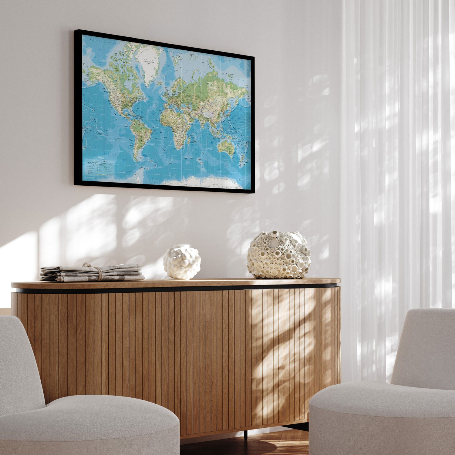 Verdenskort med sort ramme - Classic - Opslagstavle - Incado