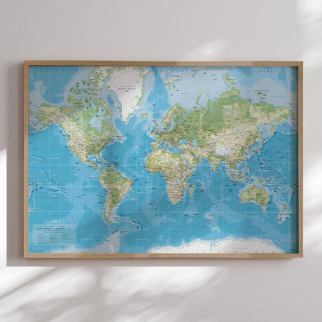 Verdenskort i egetræsramme - Classic - Plakat - Incado