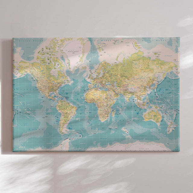 Verdenskort - Retro - Lærredstryk - Incado