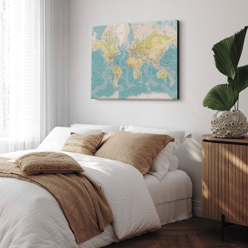Verdenskort - Retro - Lærredstryk - Incado