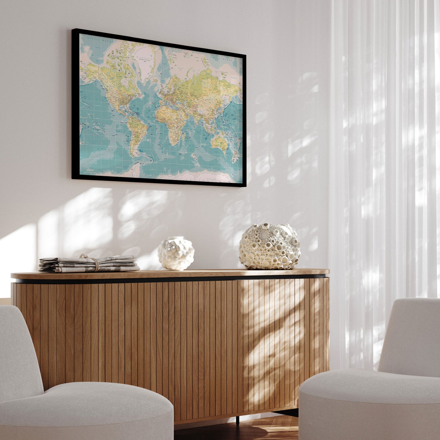 Verdenskort med sort ramme - Retro - Opslagstavle - Incado