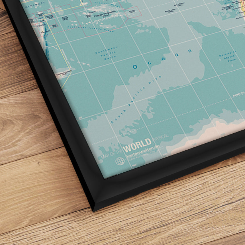 Verdenskort i sort ramme - Retro - Plakat - Incado