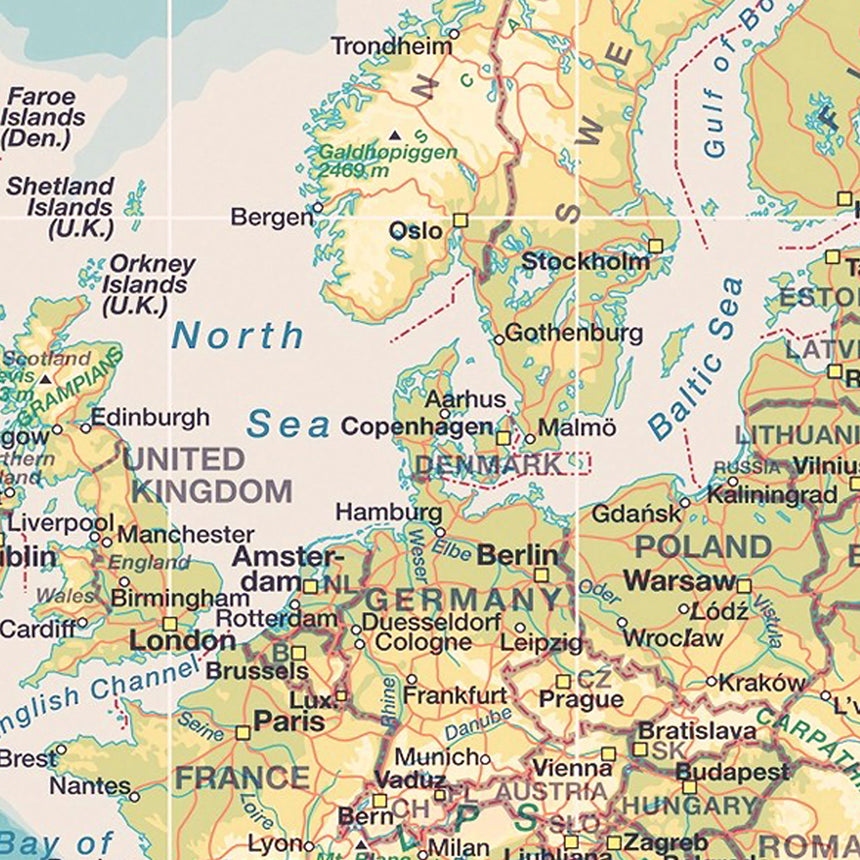 Verdenskort i egetræsramme - Retro - Plakat - Incado