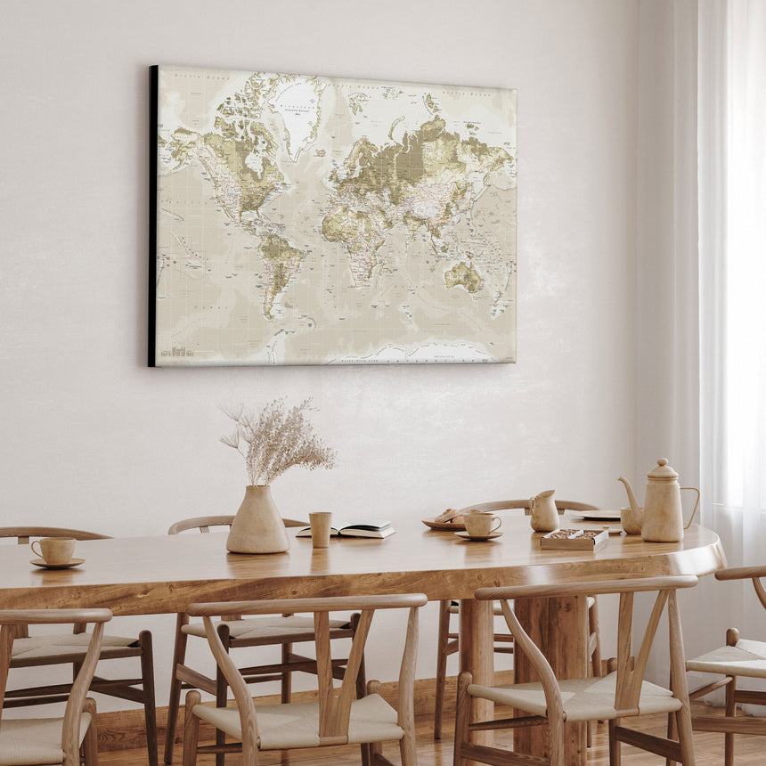 Verdenskort - Vintage - Lærredstryk - Incado