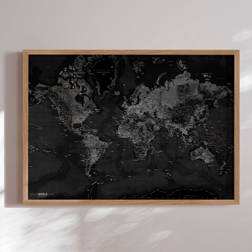 Verdenskort - Dark - Plakat - Incado