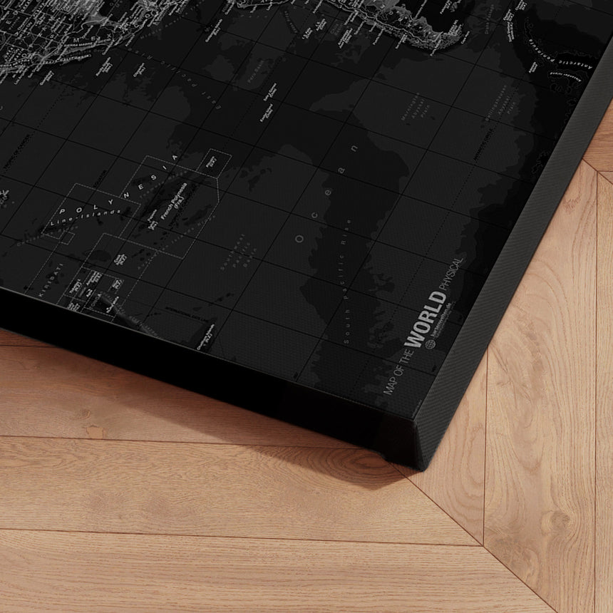 Verdenskort - Dark - Lærredstryk - Incado