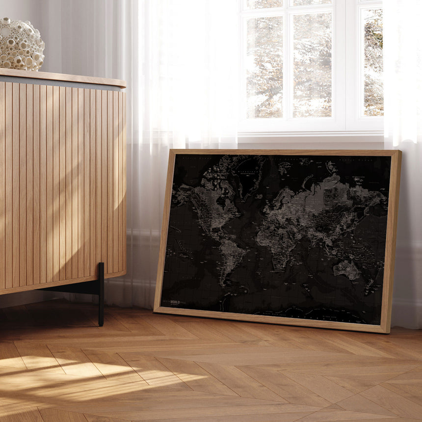 Verdenskort - Dark - Plakat - Incado