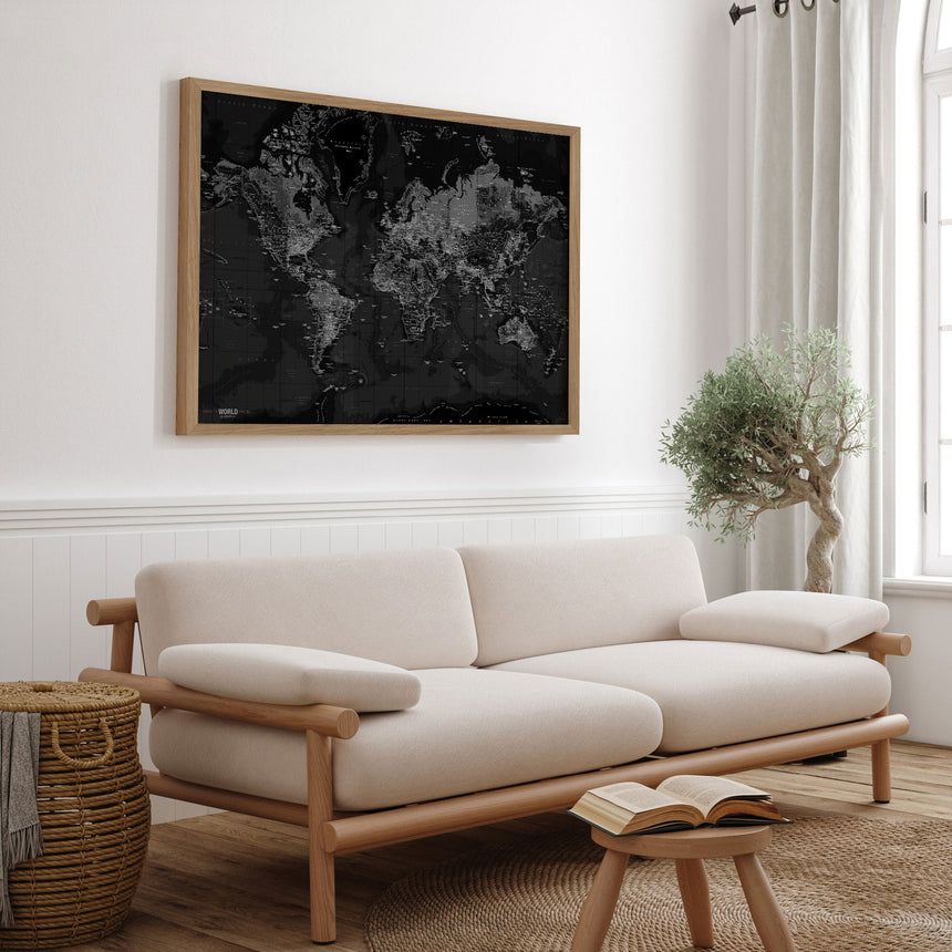 Verdenskort - Dark - Plakat - Incado