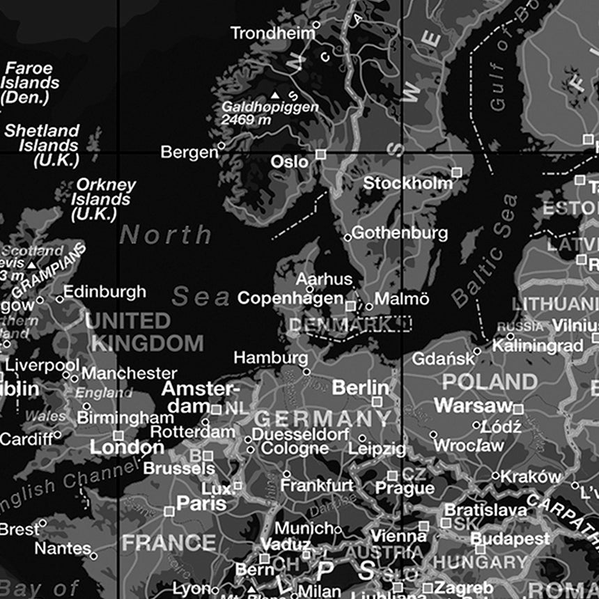 Verdenskort - Dark - Plakat - Incado