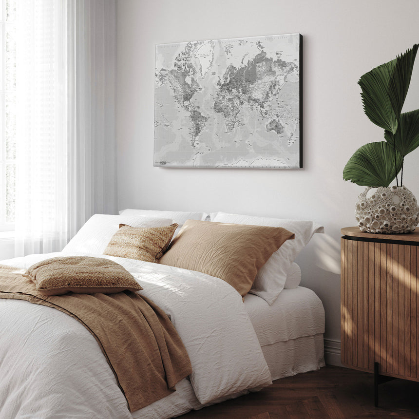 Verdenskort - Light - Lærredstryk - Incado