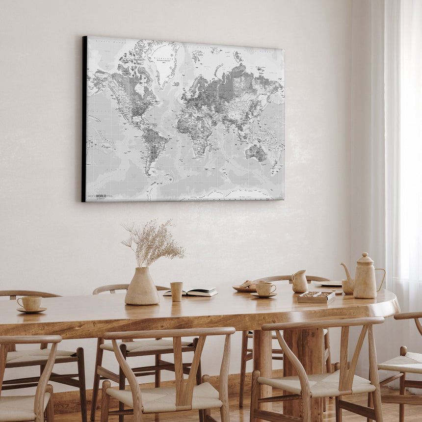 Verdenskort - Light - Lærredstryk - Incado