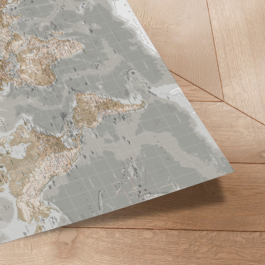 Verdenskort - Vintage Grey - Plakat - Incado