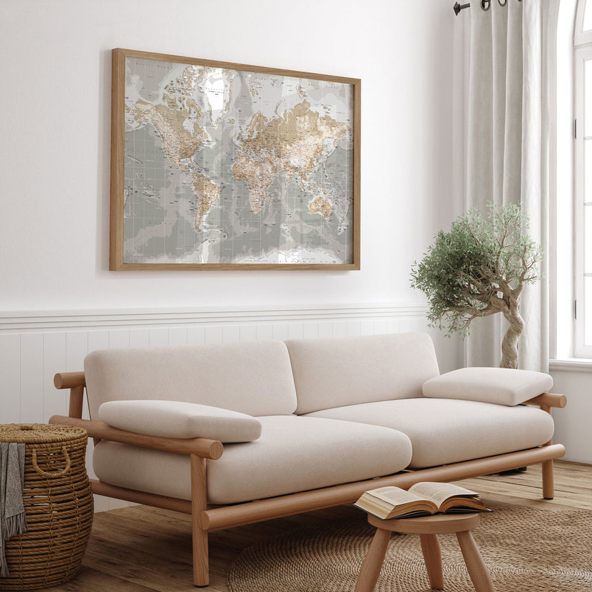 Verdenskort - Vintage Grey - Plakat - Incado