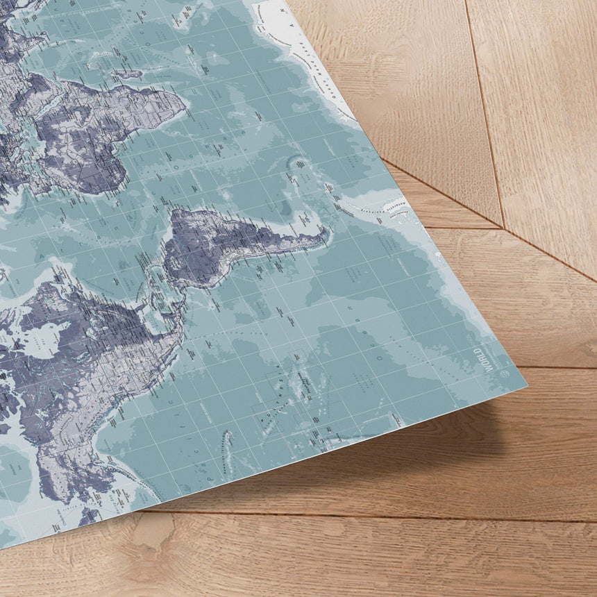 Verdenskort - Ice Blue - Plakat - Incado