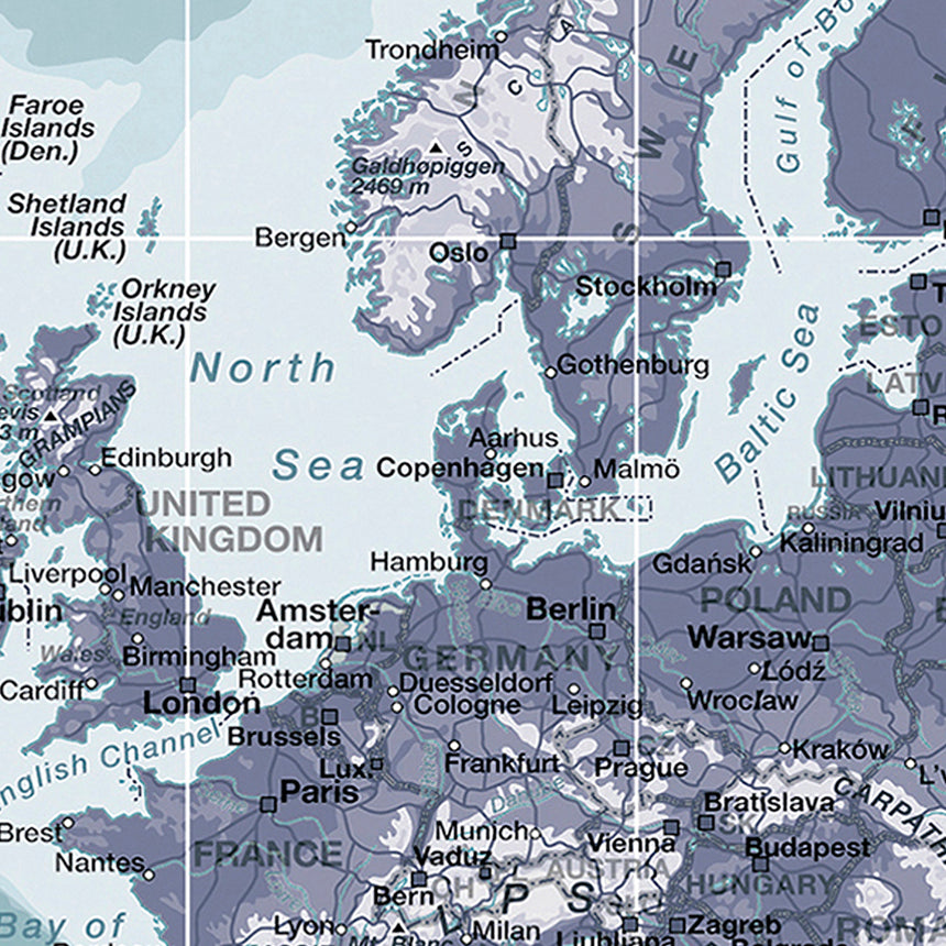 Verdenskort - Ice Blue - Plakat - Incado