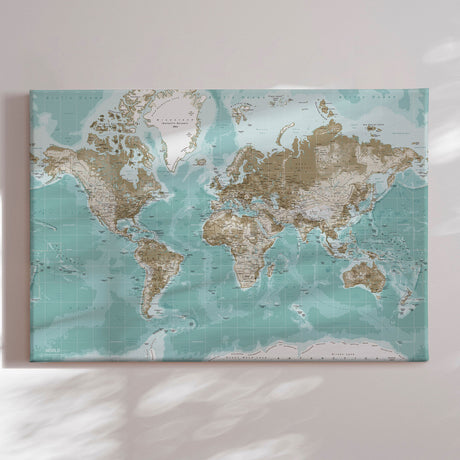 Verdenskort - Winter - Lærredstryk - Incado