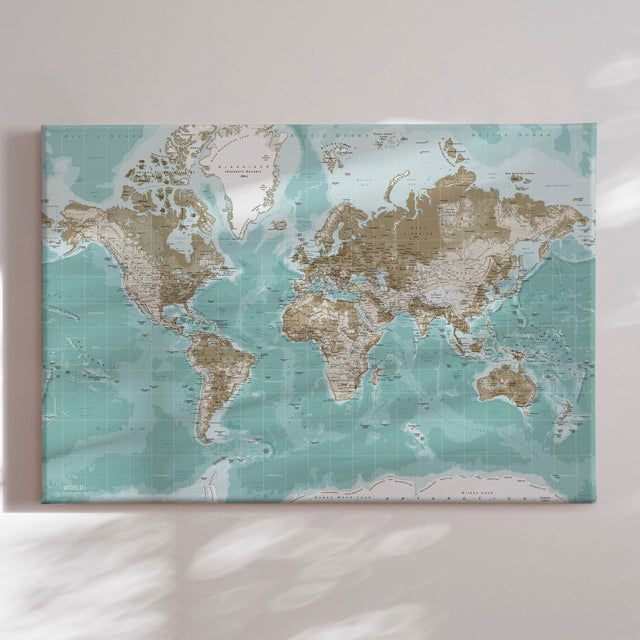 Verdenskort - Winter - Lærredstryk - Incado