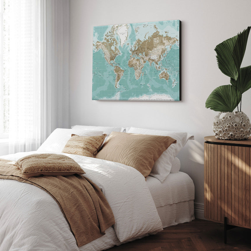 Verdenskort - Winter - Lærredstryk - Incado