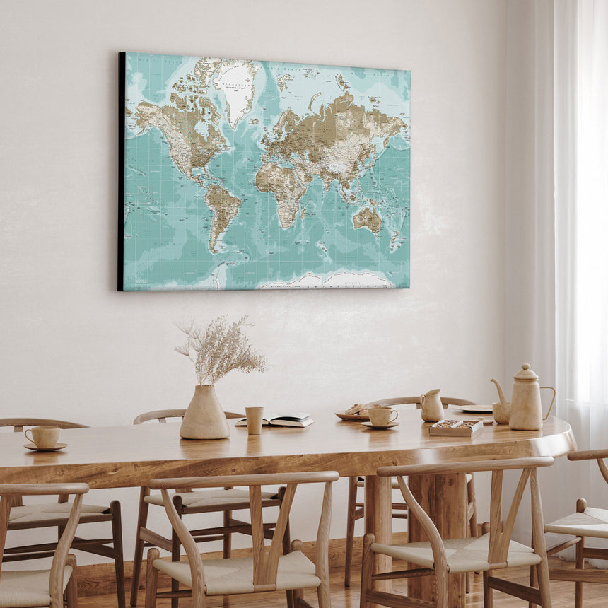 Verdenskort - Winter - Lærredstryk - Incado