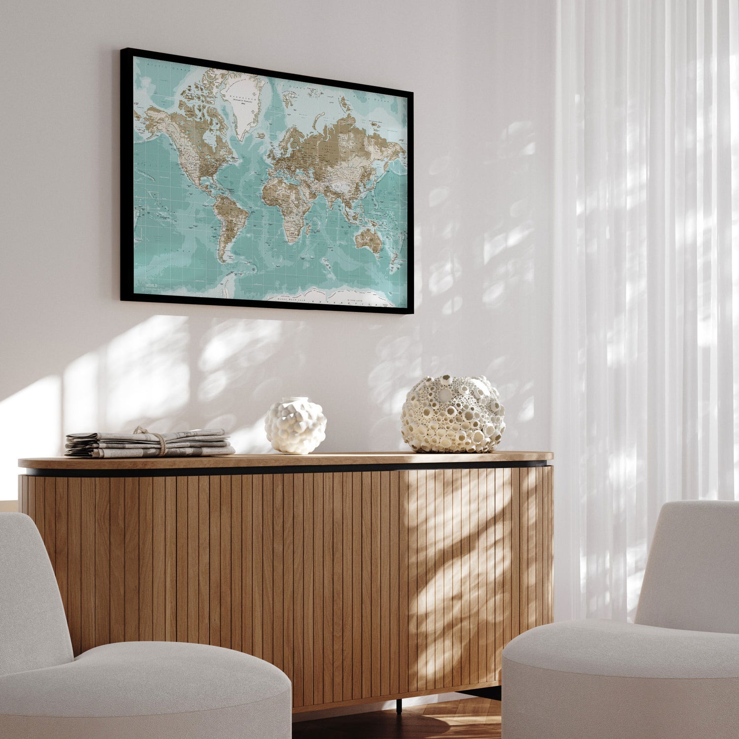 Verdenskort med sort ramme - Winter - Opslagstavle - Incado