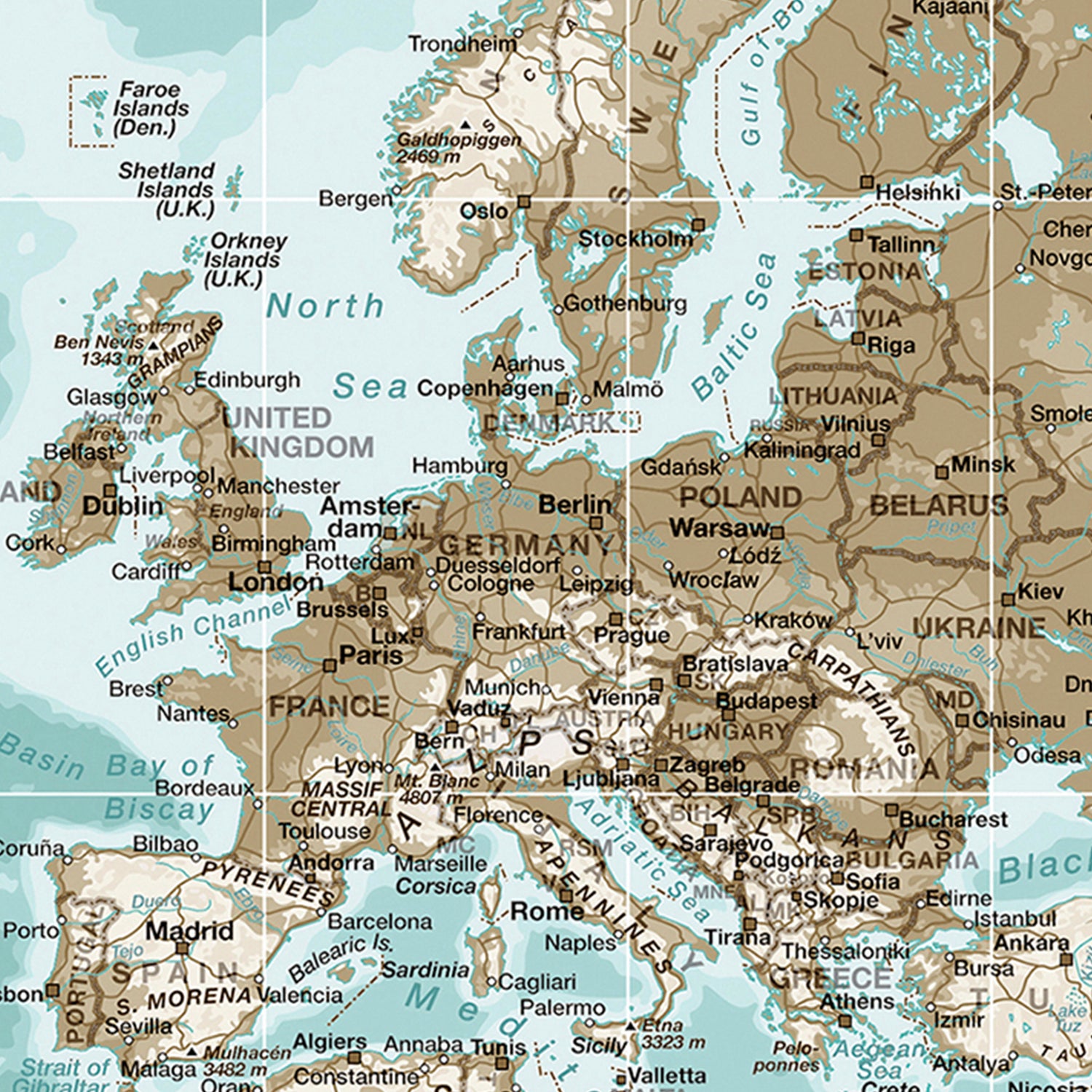 Verdenskort i egetræsramme - Winter - Opslagstavle - Incado