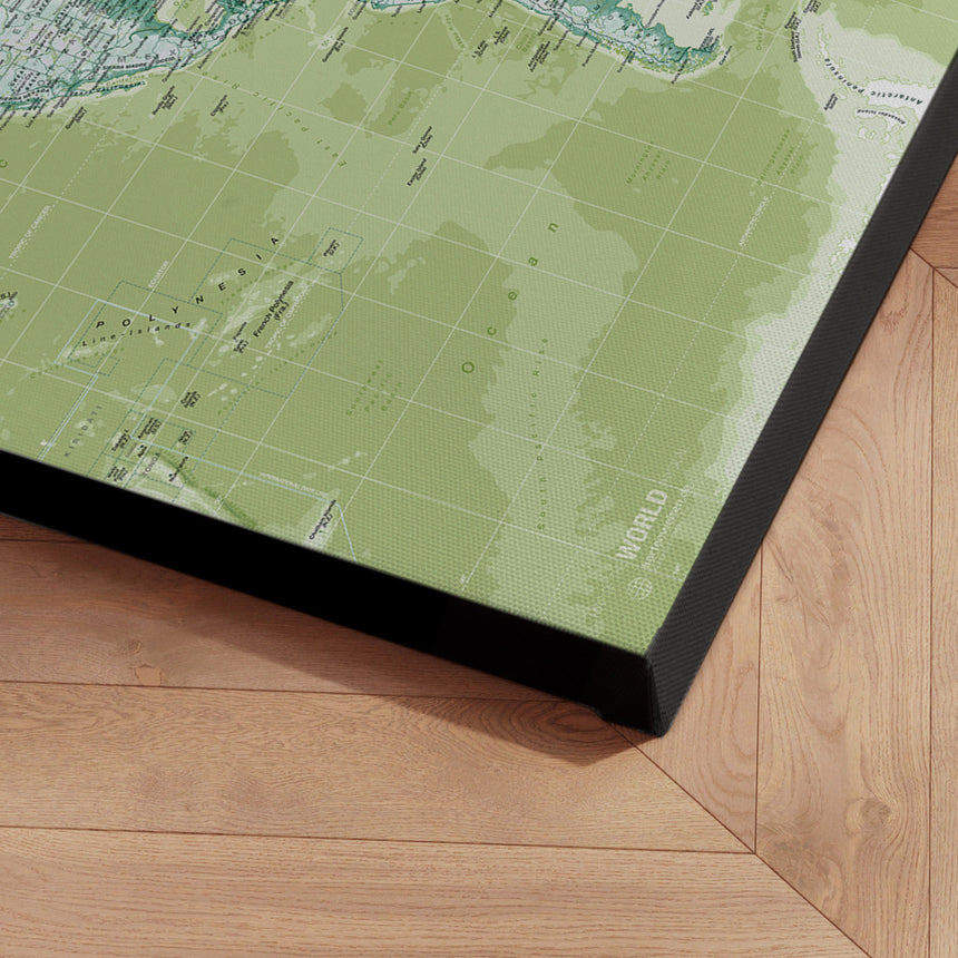 Verdenskort - Green - Lærredstryk - Incado