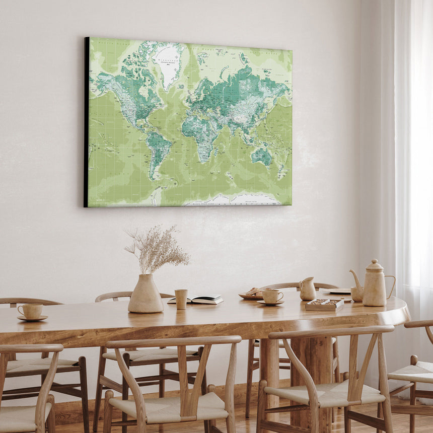 Verdenskort - Green - Lærredstryk - Incado