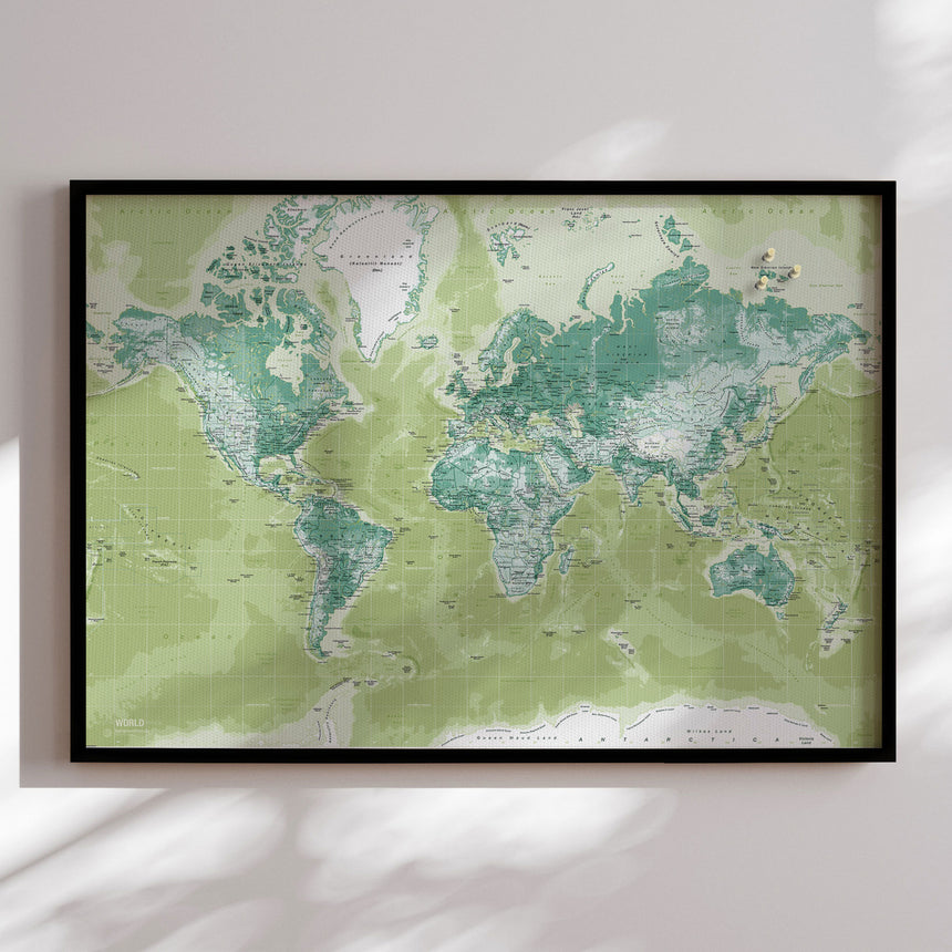Verdenskort med sort ramme - Green - Opslagstavle - Incado