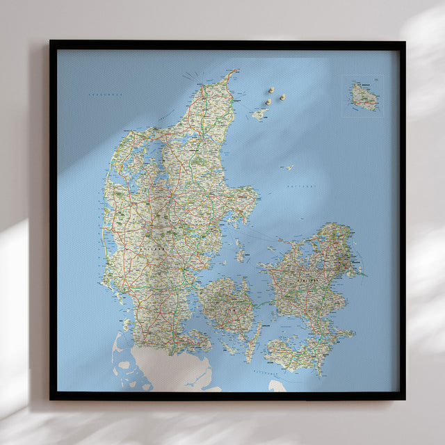 Danmarkskort med sort ramme - Classic - Opslagstavle - Incado