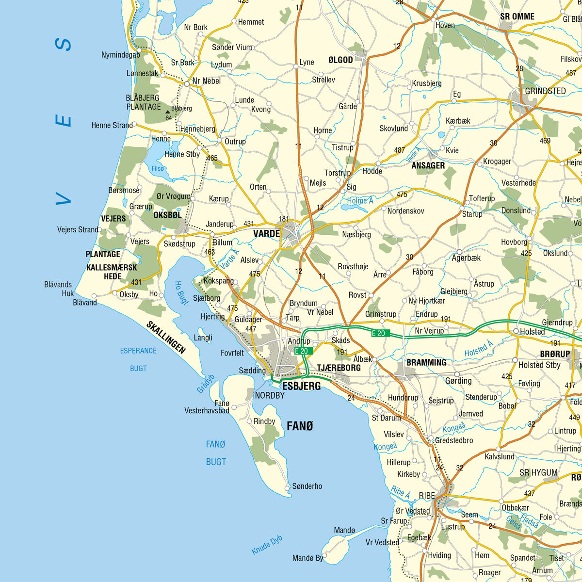 Danmarkskort - Classic - Plakat - Incado