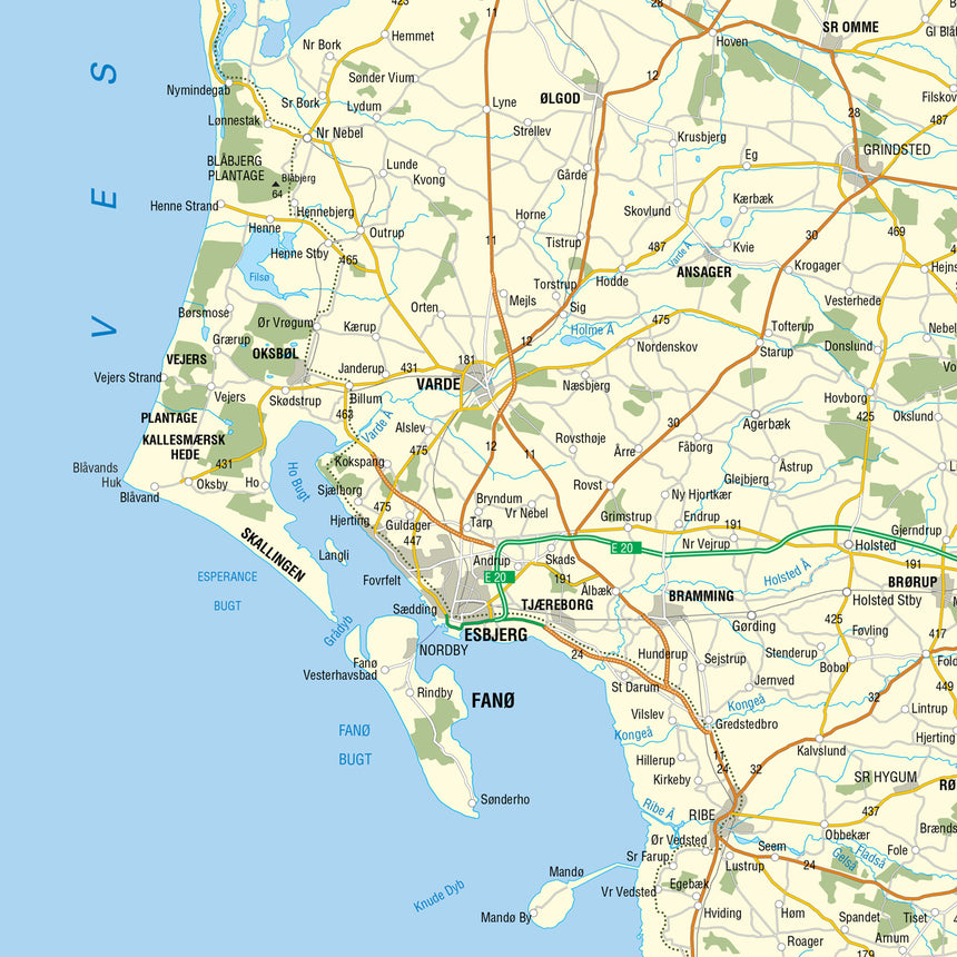 Danmarkskort - Classic - Plakat - Incado