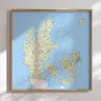 Danmarkskort i egetræsramme - Classic - Plakat - Incado