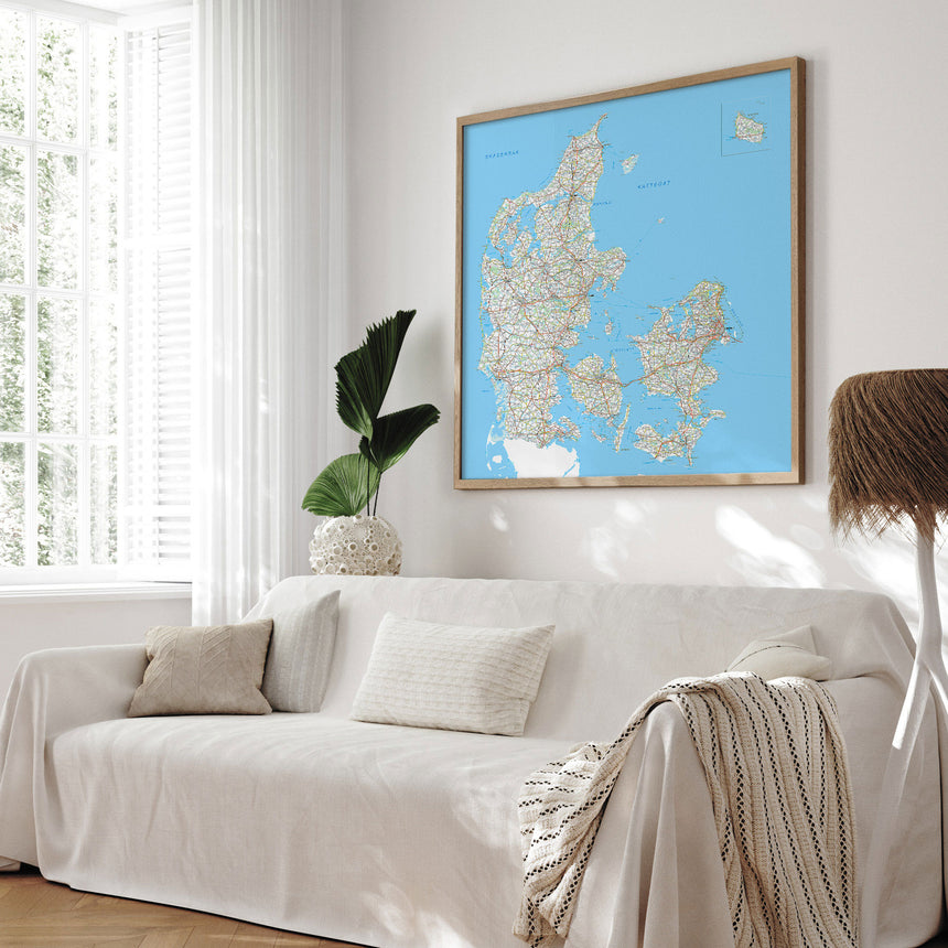 Danmarkskort i egetræsramme - Classic - Opslagstavle - Incado