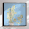 Danmarkskort i sort ramme - Classic - Plakat - Incado