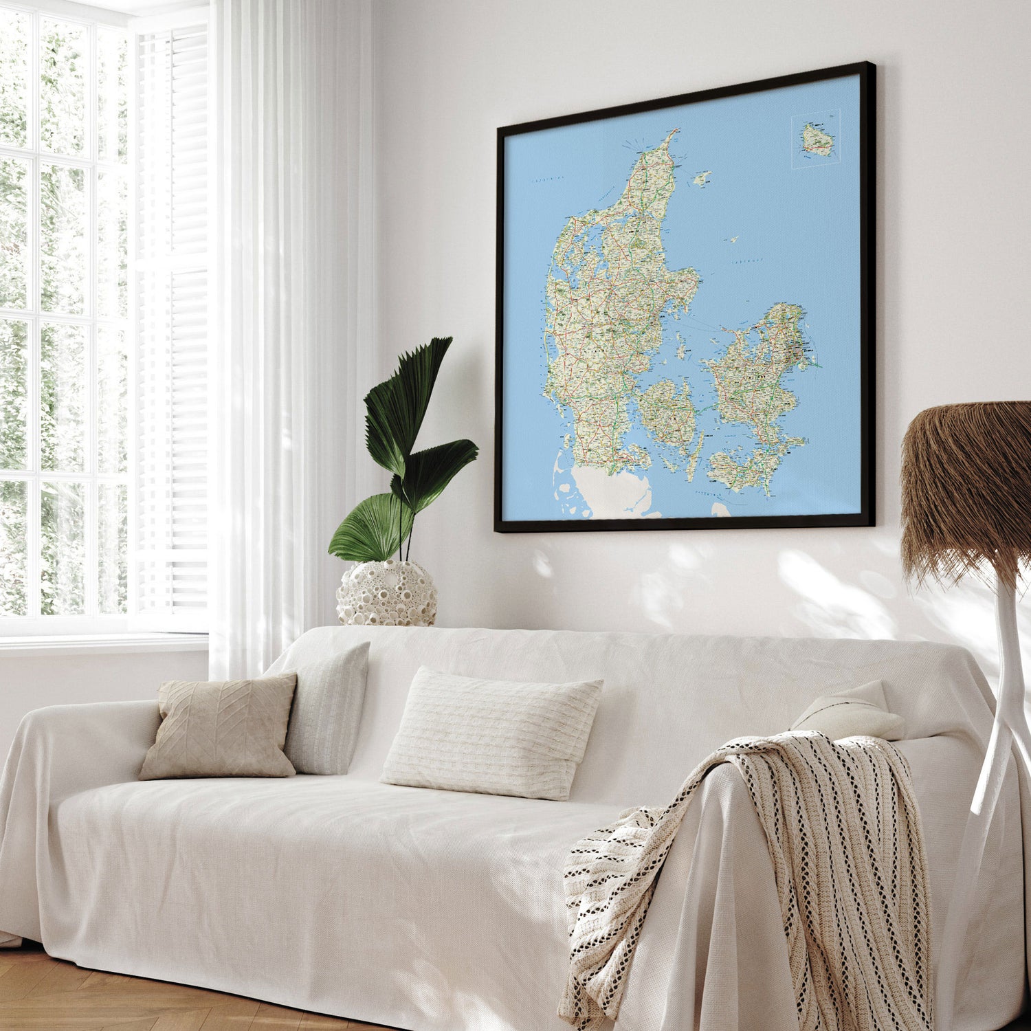 Danmarkskort i sort ramme - Classic - Plakat - Incado