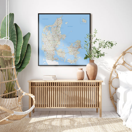 Danmarkskort med sort ramme - Classic - Opslagstavle - Incado