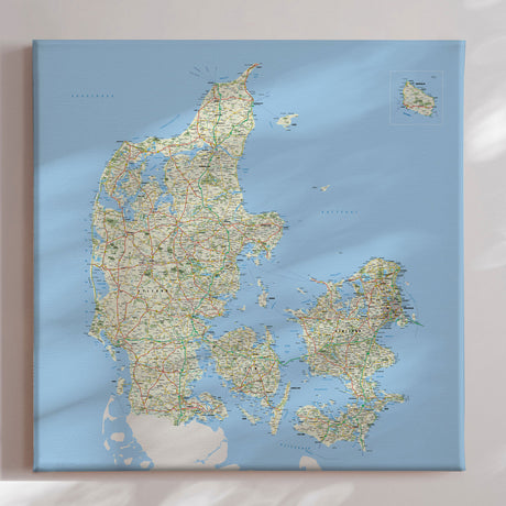 Danmarkskort - Classic - Lærredstryk - Incado