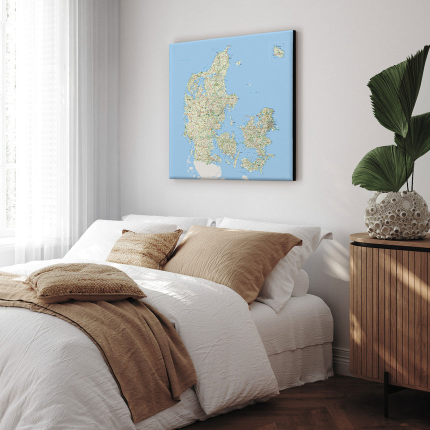 Danmarkskort - Classic - Lærredstryk - Incado