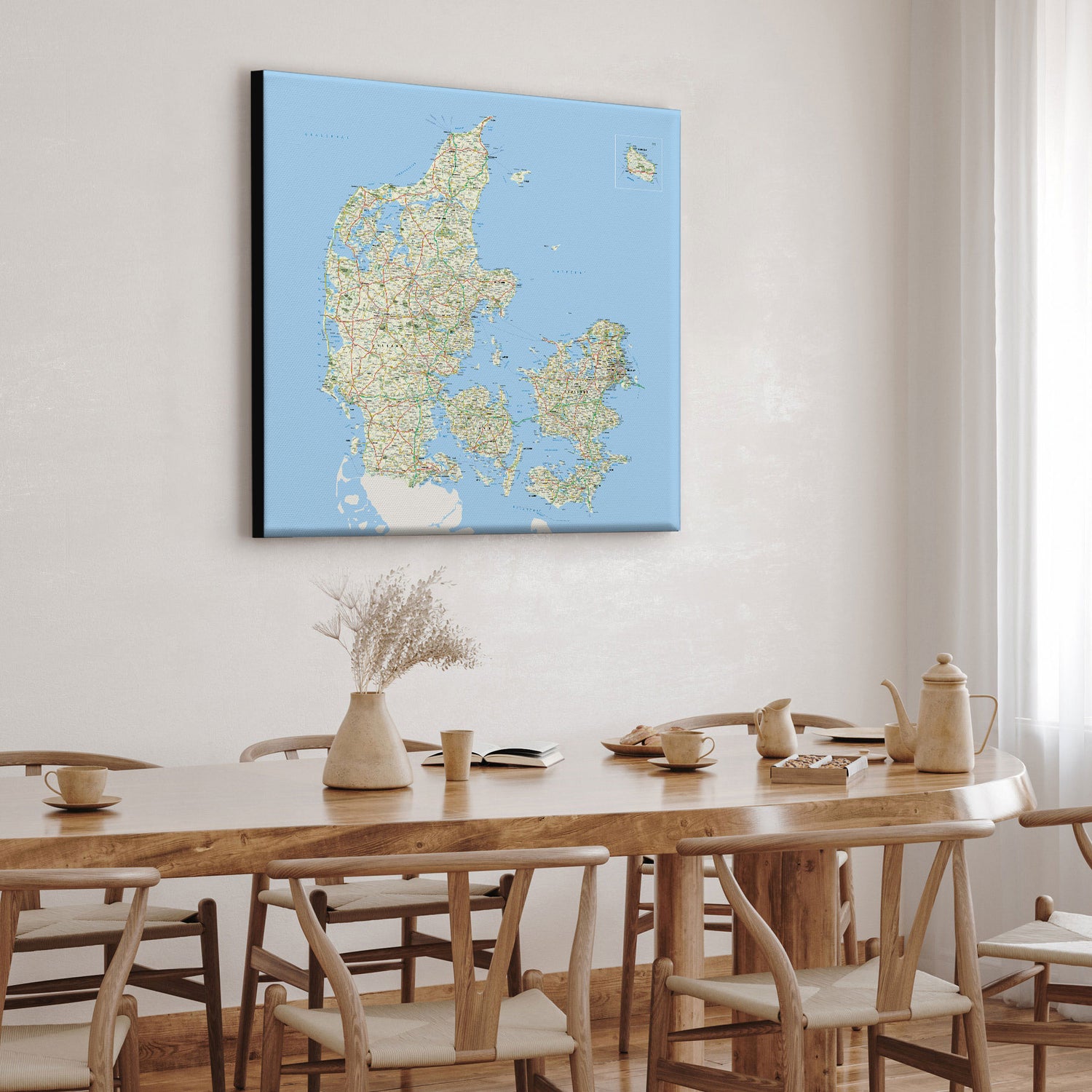 Danmarkskort - Classic - Lærredstryk - Incado