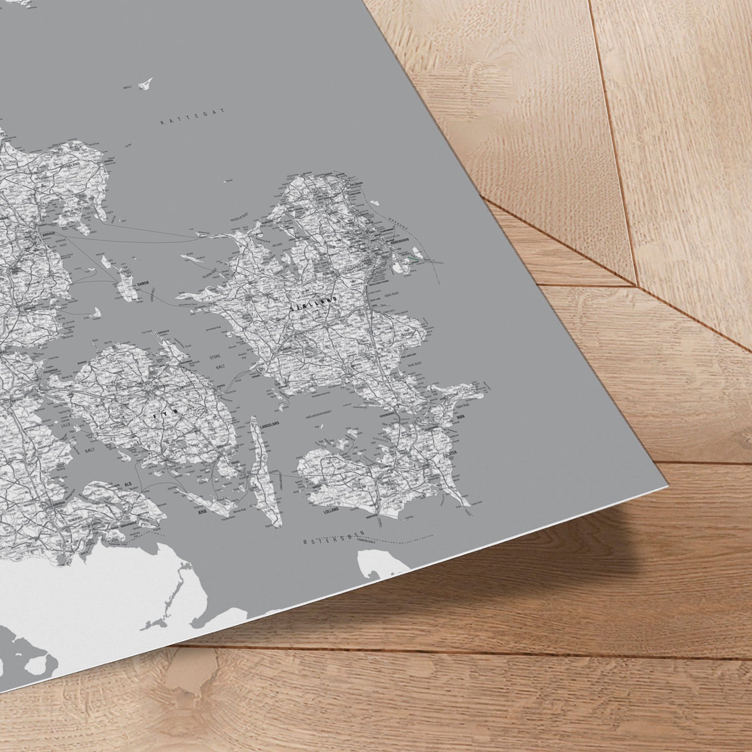 Danmarkskort - Grey - Plakat - Incado