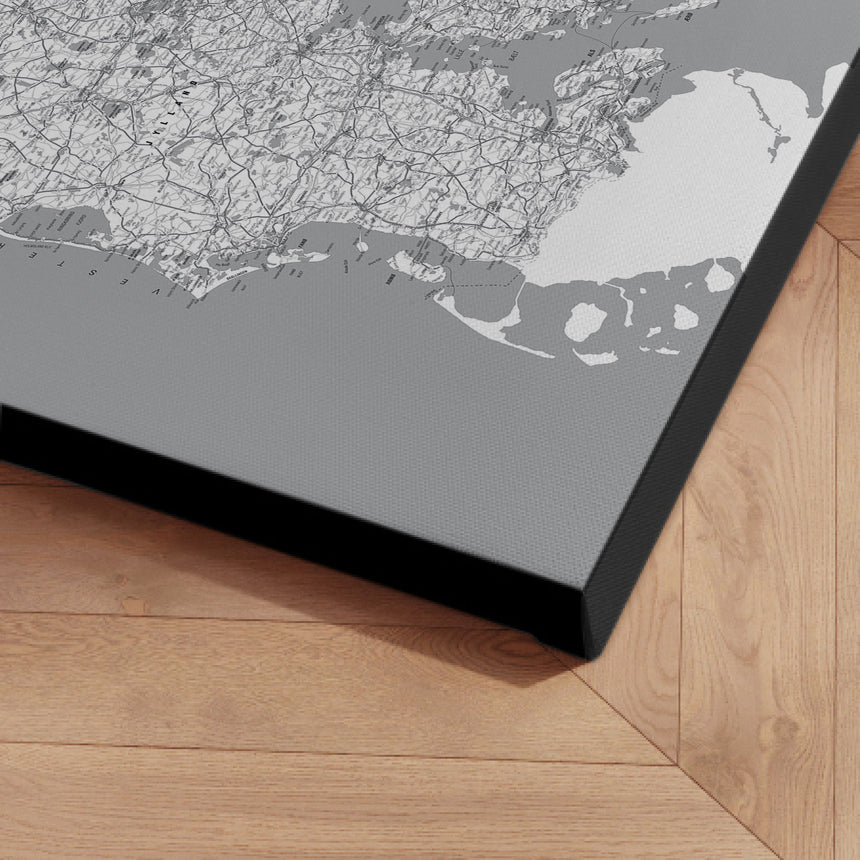 Danmarkskort - Grey - Lærredstryk - Incado