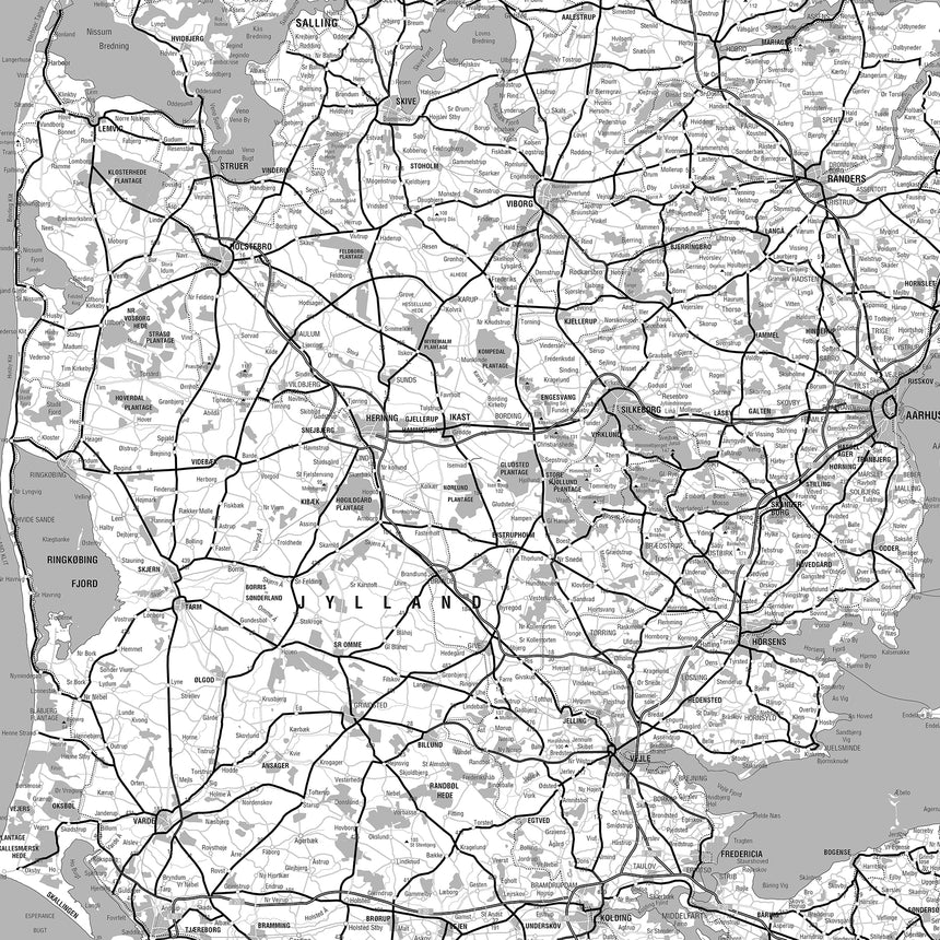 Danmarkskort i egetræsramme - Grey - Opslagstavle - Incado